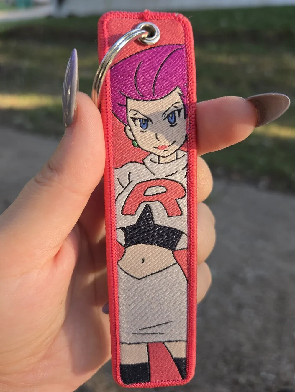 Pokemon Jessie Team Rocket Pink Fabric Keychain Strap